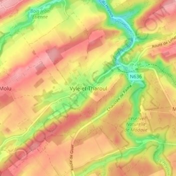 Mapa topográfico Vyle-et-Tharoul, altitud, relieve