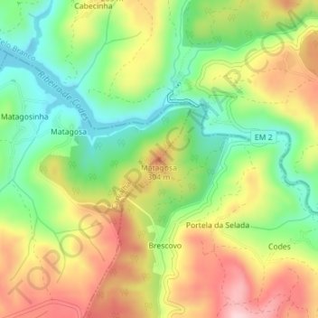 Mapa topográfico Matagosa, altitud, relieve