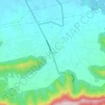 Mapa topográfico Wadki, altitud, relieve