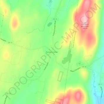 Mapa topográfico Tuckers Corner, altitud, relieve