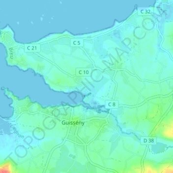 Mapa topográfico Maner Drolic, altitud, relieve
