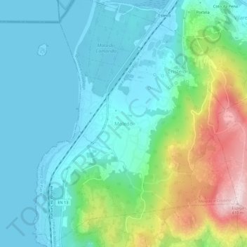 Mapa topográfico Moledo, altitud, relieve