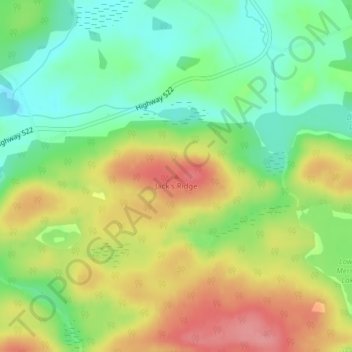 Mapa topográfico Jack's Ridge, altitud, relieve
