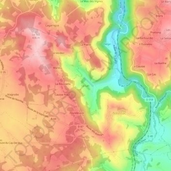 Mapa topográfico Le Lac, altitud, relieve