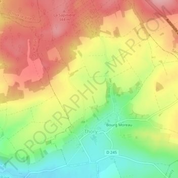 Mapa topográfico Chavin, altitud, relieve