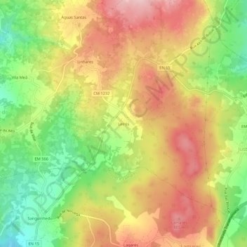 Mapa topográfico Leirós, altitud, relieve
