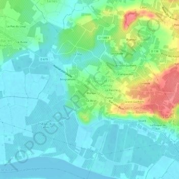 Mapa topográfico Blanzac Ouest, altitud, relieve