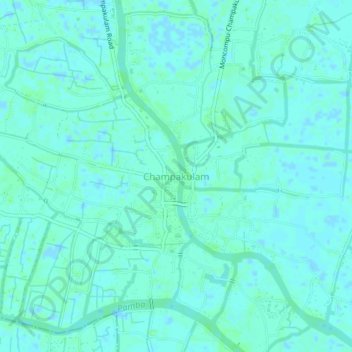 Mapa topográfico Champakulam, altitud, relieve