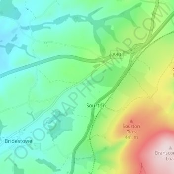 Mapa topográfico Forda, altitud, relieve