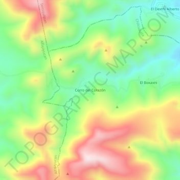 Mapa topográfico Cerro del Corazón, altitud, relieve