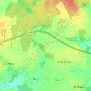 Mapa topográfico Margarethenhof, altitud, relieve