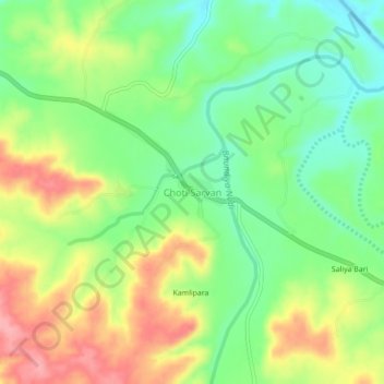 Mapa topográfico Choti Sarvan, altitud, relieve