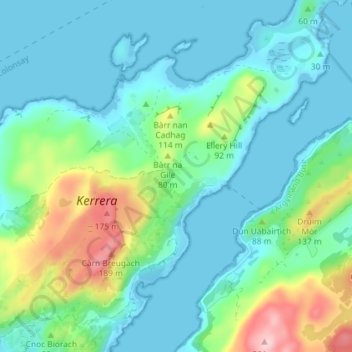 Mapa topográfico Balliemore, altitud, relieve