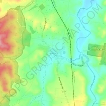Mapa topográfico Taradale, altitud, relieve