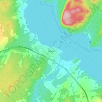 Mapa topográfico Cabano, altitud, relieve