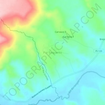 Mapa topográfico Por Enquanto, altitud, relieve