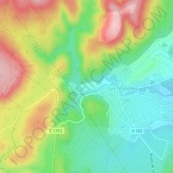 Mapa topográfico Les Rebelles, altitud, relieve