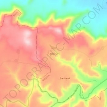 Mapa topográfico Pandhari, altitud, relieve