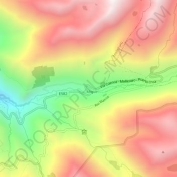 Mapa topográfico Miguir, altitud, relieve