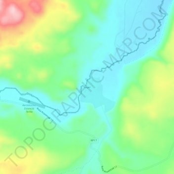 Mapa topográfico Foyel, altitud, relieve