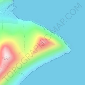 Mapa topográfico Tyril, altitud, relieve