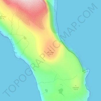 Mapa topográfico Skúvafjall, altitud, relieve