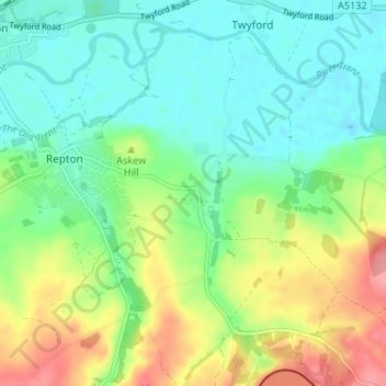 Mapa topográfico Milton, altitud, relieve