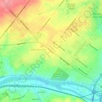 Mapa topográfico Jeffersonville, altitud, relieve