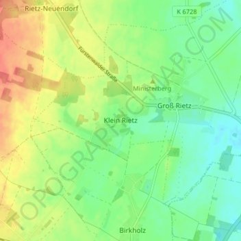 Mapa topográfico Klein Rietz, altitud, relieve