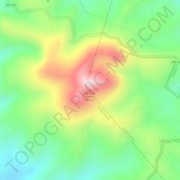Mapa topográfico Cerro El Pelón, altitud, relieve