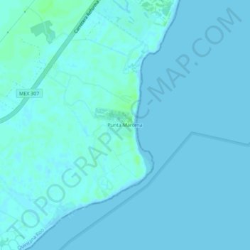 Mapa topográfico Punta Maroma, altitud, relieve