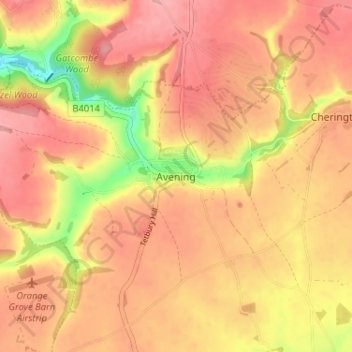 Mapa topográfico Avening, altitud, relieve
