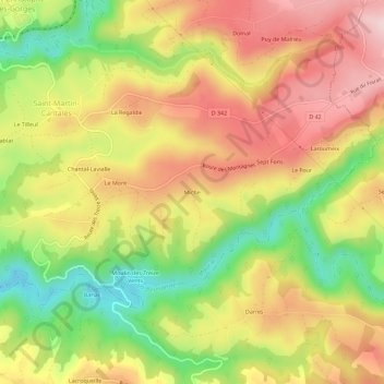 Mapa topográfico Miche, altitud, relieve