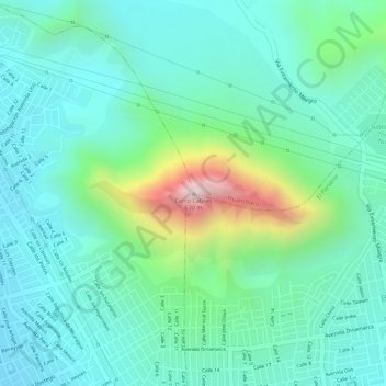 Mapa topográfico Cerro Cabras, altitud, relieve