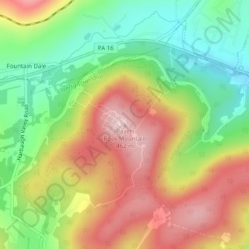 Mapa topográfico Raven Rock Mountain, altitud, relieve
