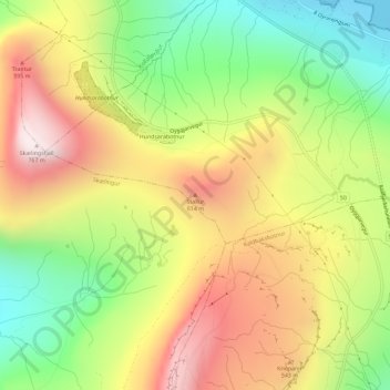 Mapa topográfico Stallur, altitud, relieve