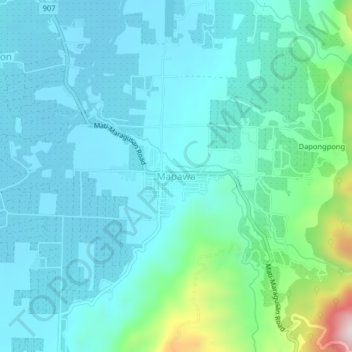 Mapa topográfico Mapawa, altitud, relieve