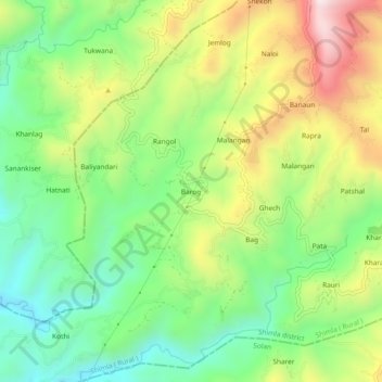 Mapa topográfico Barog, altitud, relieve