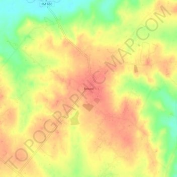 Mapa topográfico Bristol, altitud, relieve