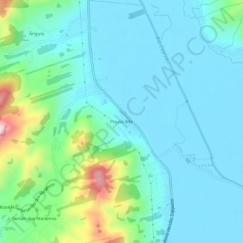 Mapa topográfico Pouso Alto, altitud, relieve