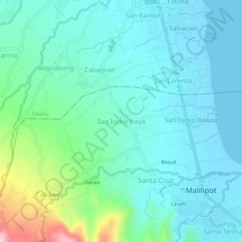 Mapa topográfico San Isidro Iraya, altitud, relieve