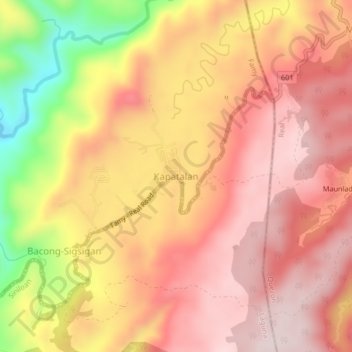 Mapa topográfico Kapatalan, altitud, relieve