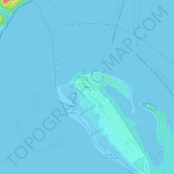 Mapa topográfico Troia, altitud, relieve