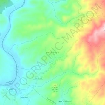Mapa topográfico Valbom de Figos, altitud, relieve
