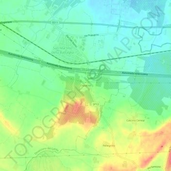 Mapa topográfico Chiodino, altitud, relieve