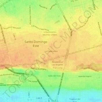 Mapa topográfico La Esperanza, altitud, relieve