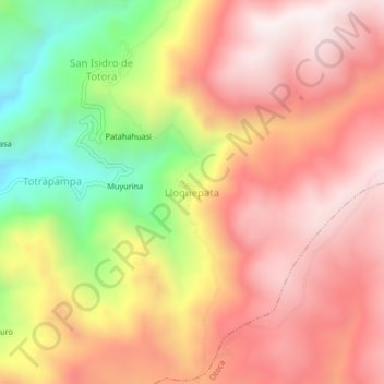Mapa topográfico Lloquepata, altitud, relieve