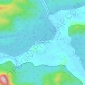 Mapa topográfico Kuttampuzha, altitud, relieve