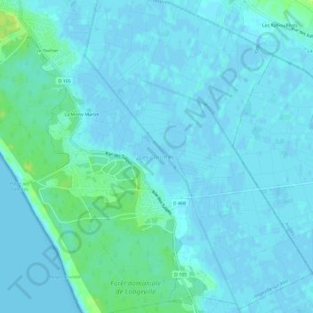 Mapa topográfico Les Conches, altitud, relieve