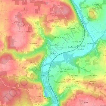 Mapa topográfico Cambrée, altitud, relieve